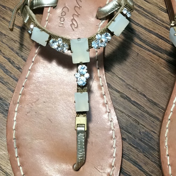 Azzurra Capri Swarvoski Crystals Flat Strap Sandals - Picture 4 of 7